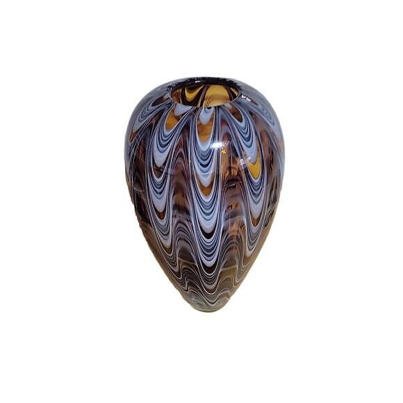 Hand-Blown Amber Glass Vase 15" - Mid-Century Modern Decor Piece Very Heavy